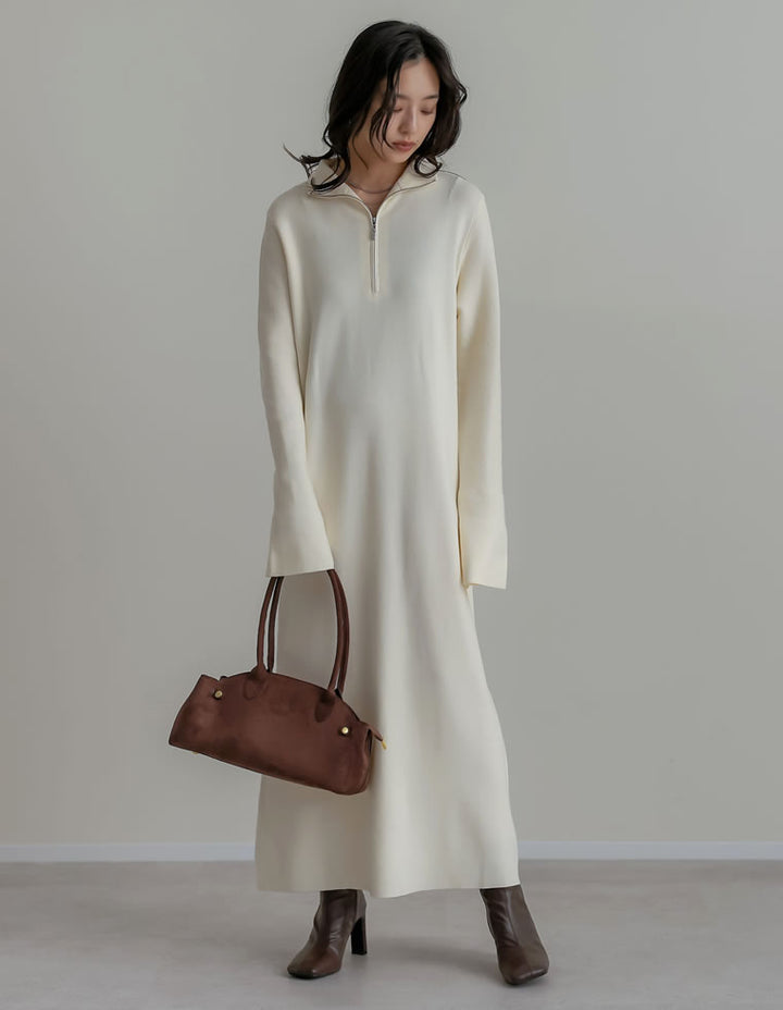 【TIME SALE 20%OFF】[低身長サイズ有]ミラノリブハーフジップニットワンピース ワンピース 人気レディースファッション通販 リエディ