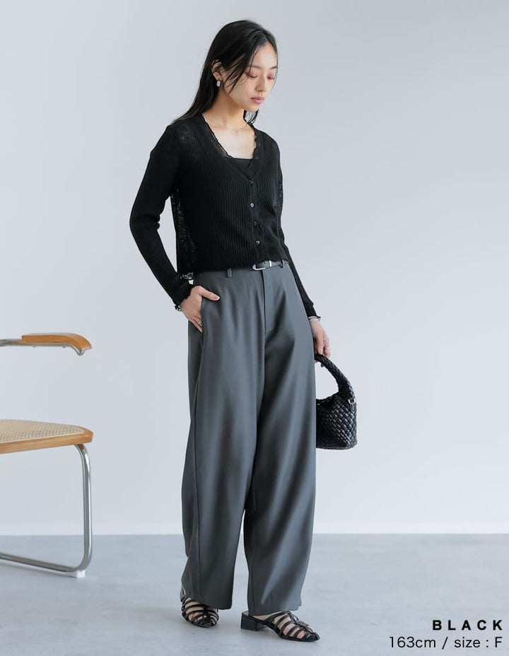 【TIME SALE 30%OFF ¥4,998⇒¥3,498】シアースラブリブニットカーディガン トップス 人気レディースファッション通販 リエディ