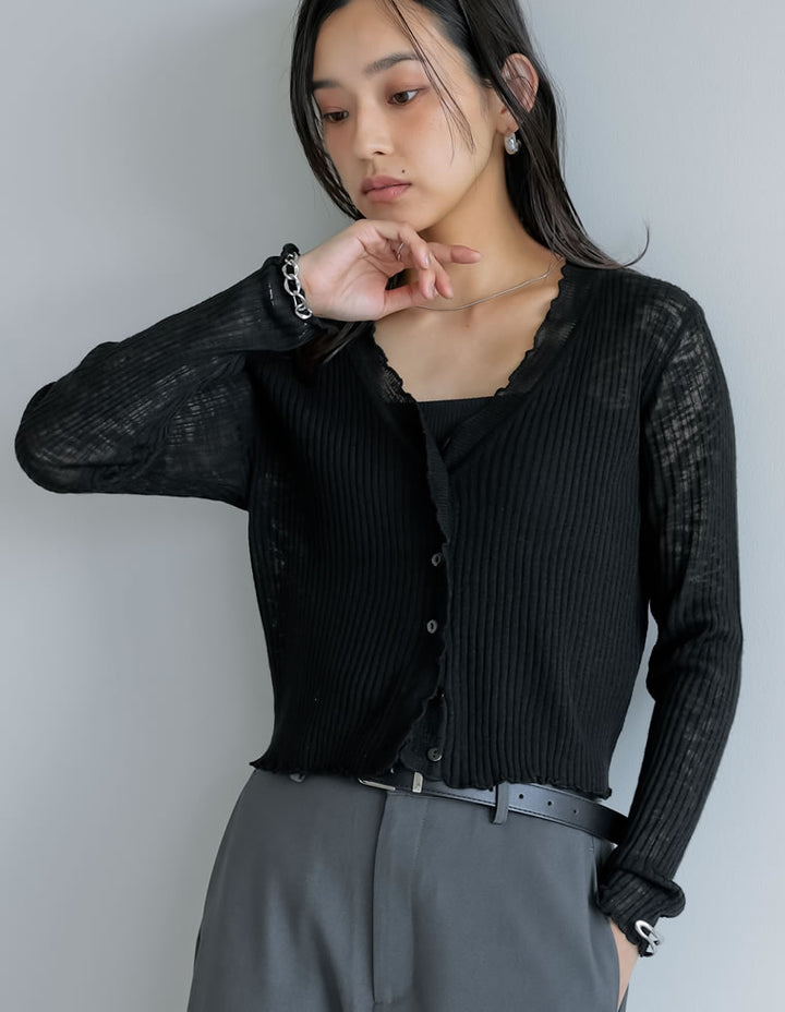 【TIME SALE 30%OFF ¥4,998⇒¥3,498】シアースラブリブニットカーディガン トップス 人気レディースファッション通販 リエディ