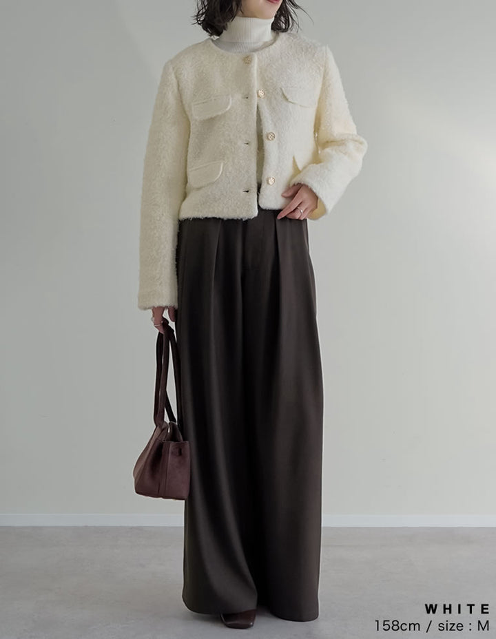 【TIME SALE 20%OFF】[入卒式 セレモニー]ボアリボン金釦ノーカラーツイードジャケット ジャケット/アウター 人気レディースファッション通販 リエディ