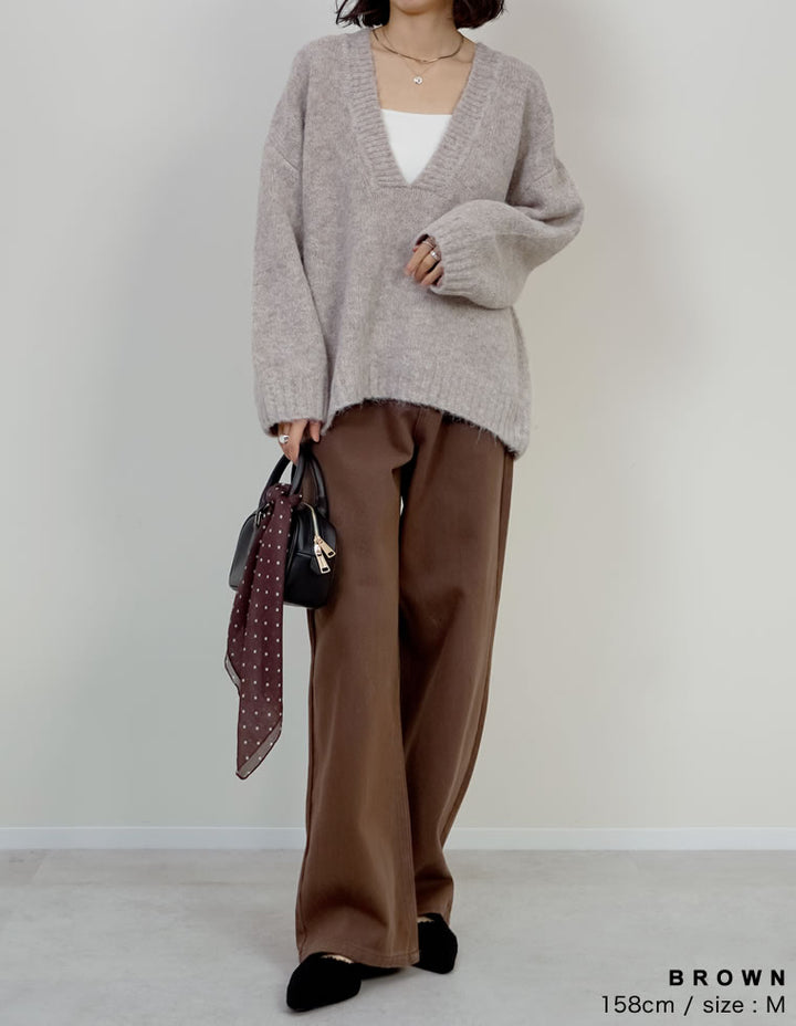 【TIME SALE 10%OFF】[低身長/高身長サイズ有]選べる無地orレオパードカツラギワイドストレートパンツ パンツ 人気レディースファッション通販 リエディ