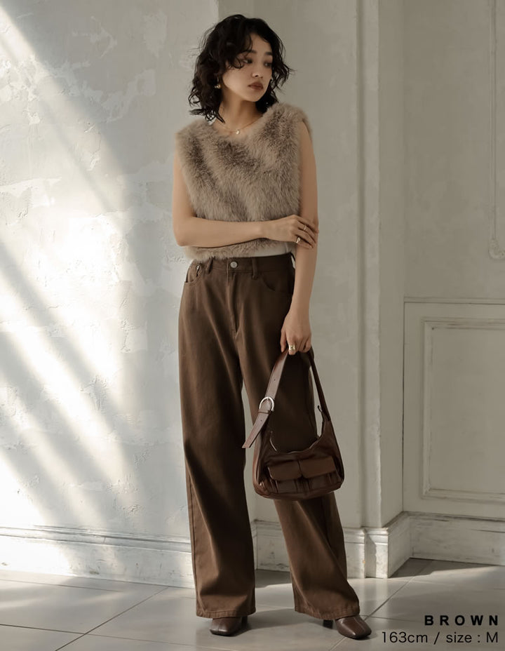 【TIME SALE 10%OFF】[低身長/高身長サイズ有]選べる無地orレオパードカツラギワイドストレートパンツ パンツ 人気レディースファッション通販 リエディ