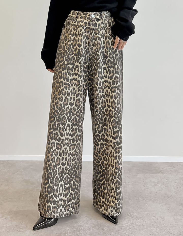 【TIME SALE 10%OFF】[低身長/高身長サイズ有]選べる無地orレオパードカツラギワイドストレートパンツ パンツ 人気レディースファッション通販 リエディ