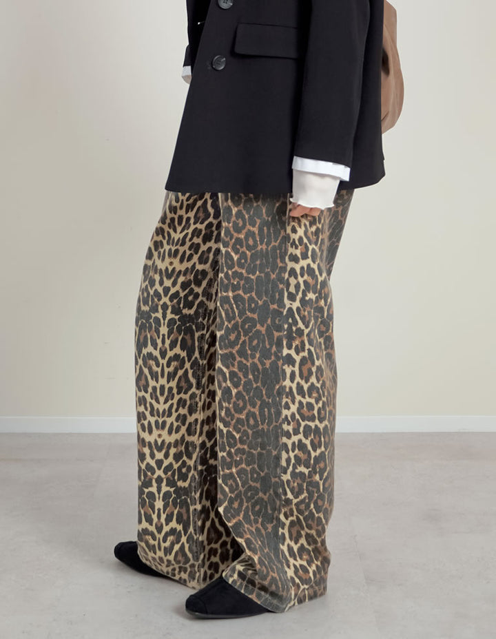 【TIME SALE 10%OFF】[低身長/高身長サイズ有]選べる無地orレオパードカツラギワイドストレートパンツ パンツ 人気レディースファッション通販 リエディ