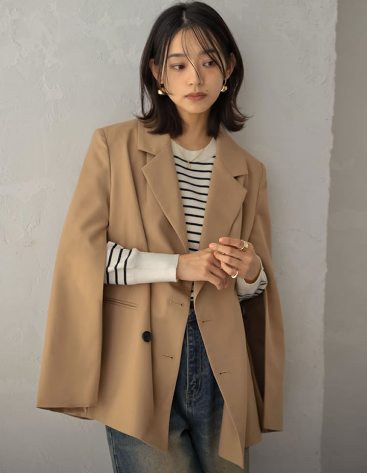 【限定TIME SALE 5%OFF ¥7,998⇒¥7,598】[オケージョン セレモニー]スリットスリーブ2WAYテーラードジャケット ジャケット/アウター 人気レディースファッション通販 リエディ