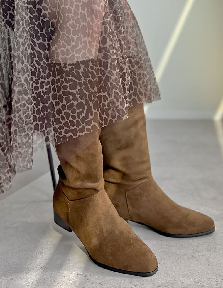 インヒールスタックヒールロングブーツ - シューズ通販 | 人気