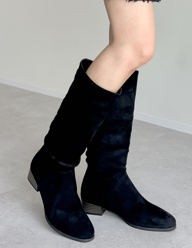 インヒールスタックヒールロングブーツ - シューズ通販 | 人気