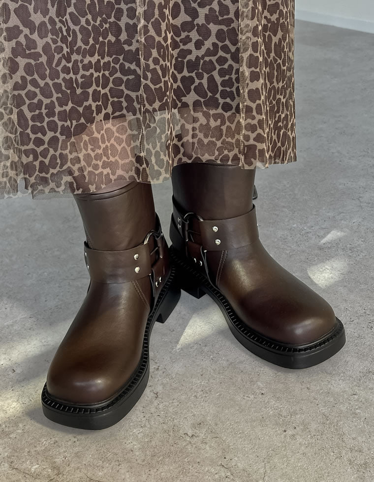 エンジニアブーツ ダークブラウン バックル付き ダークブラウン エンジニアブーツ バックル付き