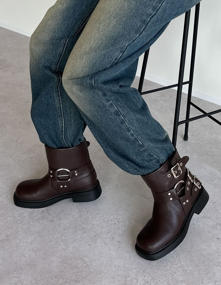 バックルデザインミドルエンジニアブーツ - シューズ通販 | 人気