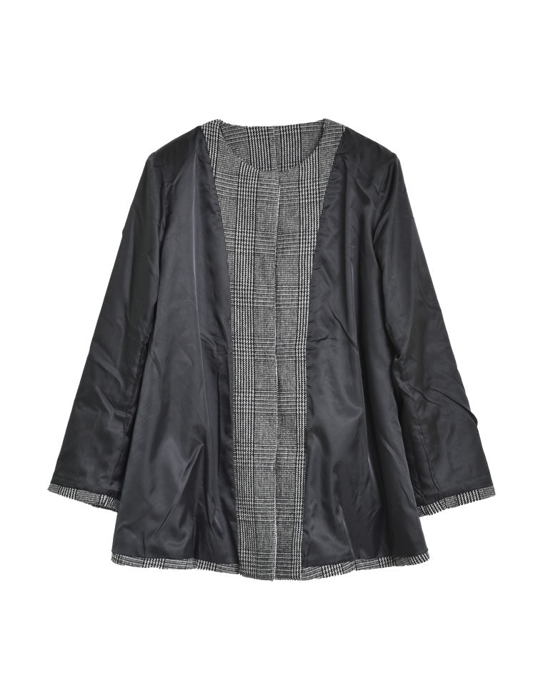 グレンチェックノーカラーフレアジャケット - ジャケット/アウター通販