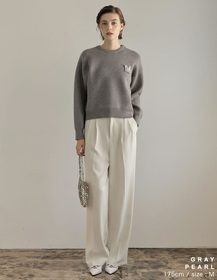 Mビジューエンブレムニット - トップス通販 | 人気レディース