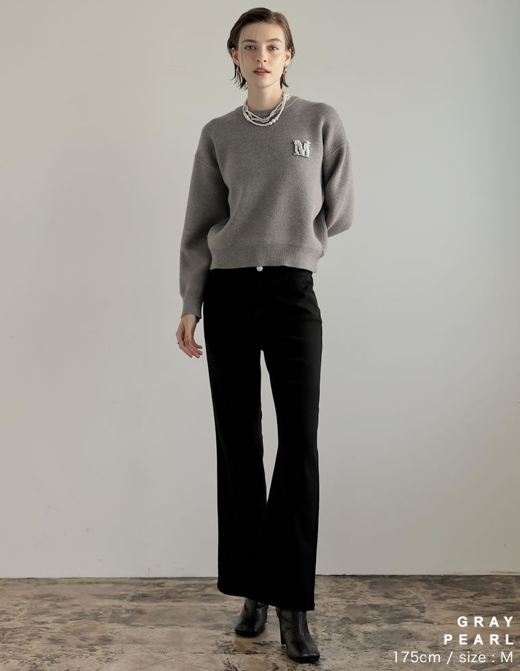 Mビジューエンブレムニット - トップス通販 | 人気レディース