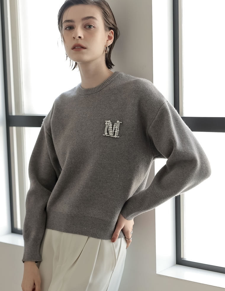 Mビジューエンブレムニット - トップス通販 | 人気レディース