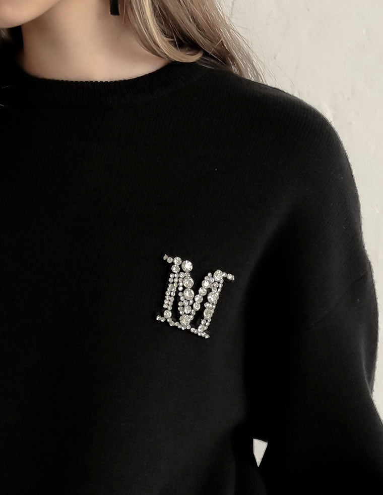 Mビジューエンブレムニット - トップス通販 | 人気レディース