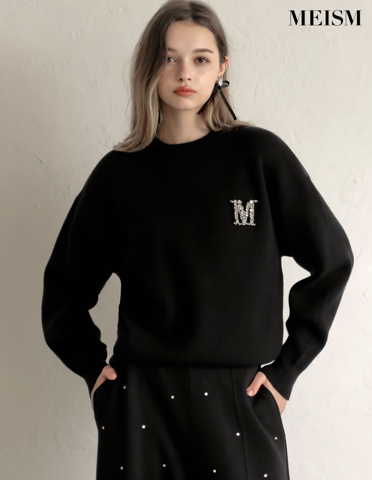 Mビジューエンブレムニット - トップス通販 | 人気レディース