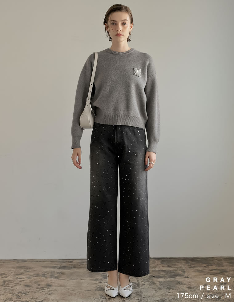 Mビジューエンブレムニット - トップス通販 | 人気レディース