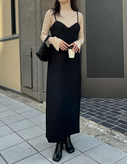 【限定TIME SALE 5%OFF ¥4,998⇒¥4,748】[低身長サイズ有]起毛ツイル切り替えデザインキャミワンピース ワンピース 人気レディースファッション通販 リエディ