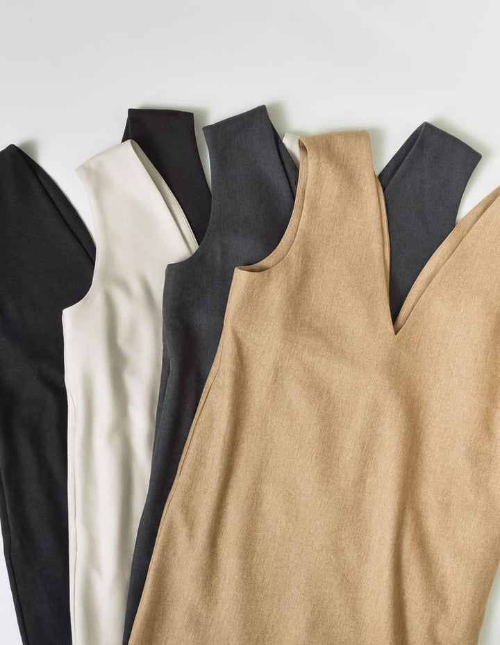 【TIME SALE 20%OFF】[低身長サイズ有]前後2WAYポケット付き微起毛ツイルVネックジャンパースカート ワンピース 人気レディースファッション通販 リエディ