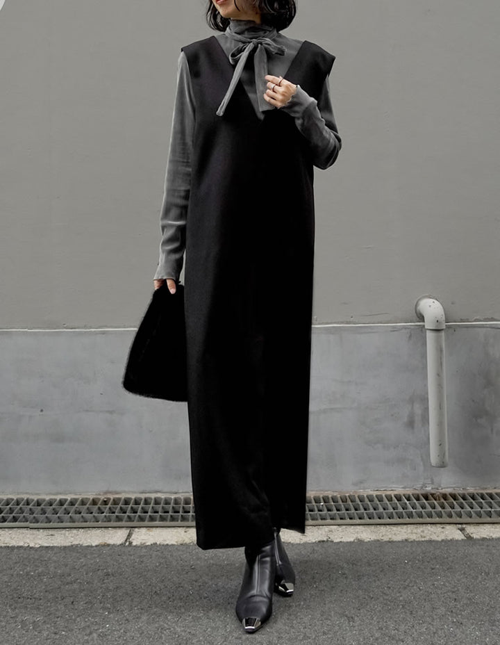 【TIME SALE 20%OFF】[低身長サイズ有]前後2WAYポケット付き微起毛ツイルVネックジャンパースカート ワンピース 人気レディースファッション通販 リエディ