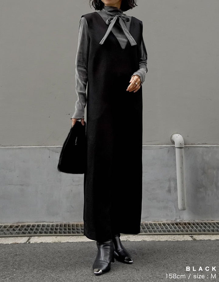 【TIME SALE 20%OFF】[低身長サイズ有]前後2WAYポケット付き微起毛ツイルVネックジャンパースカート ワンピース 人気レディースファッション通販 リエディ