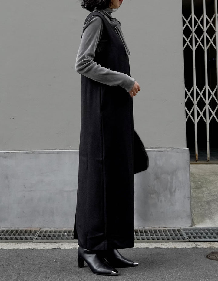 【TIME SALE 20%OFF】[低身長サイズ有]前後2WAYポケット付き微起毛ツイルVネックジャンパースカート ワンピース 人気レディースファッション通販 リエディ