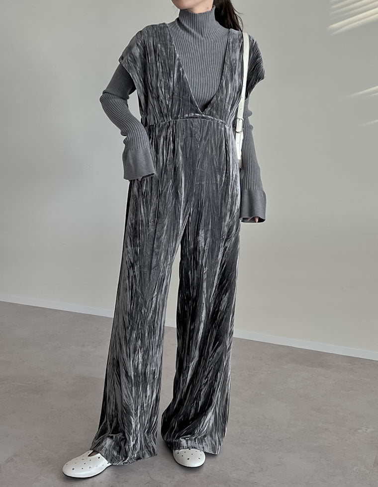 ベロアVネックオールインワン - オールインワン通販 | 人気レディース