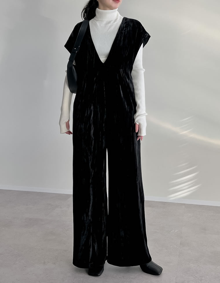 ベロアVネックオールインワン - オールインワン通販 | 人気レディース