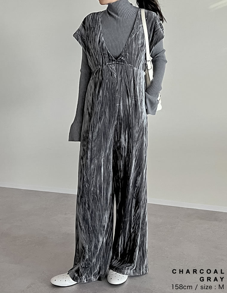 ベロアVネックオールインワン - オールインワン通販 | 人気レディース