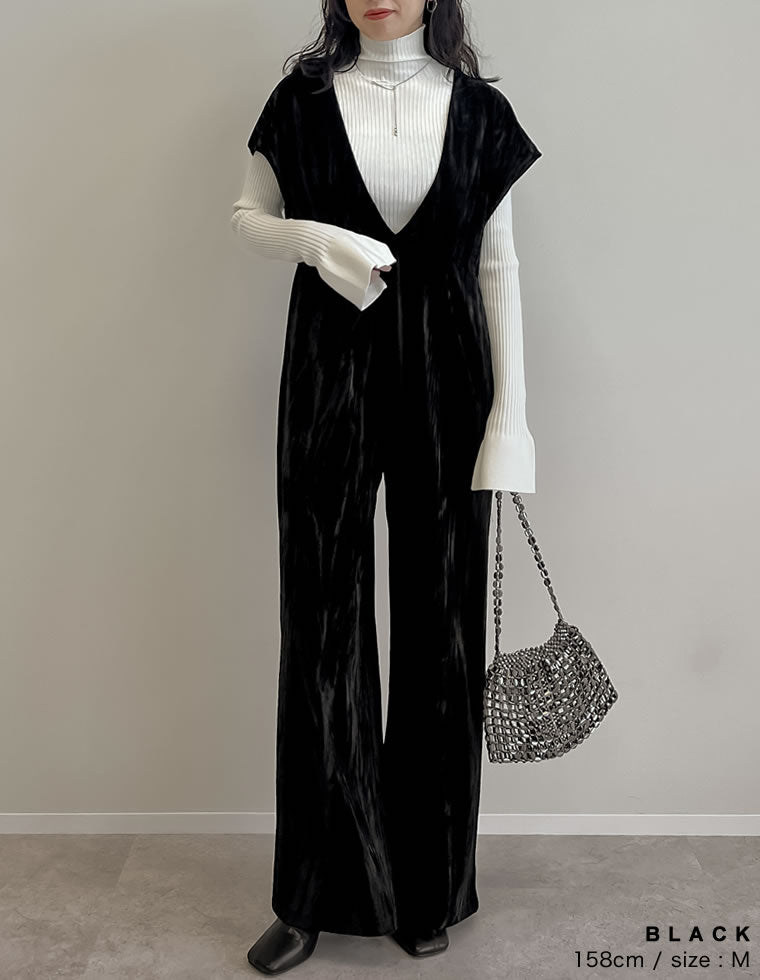 ベロアVネックオールインワン - オールインワン通販 | 人気レディース