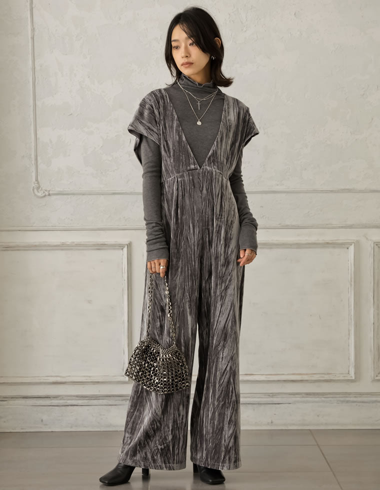 ベロアVネックオールインワン - オールインワン通販 | 人気レディース