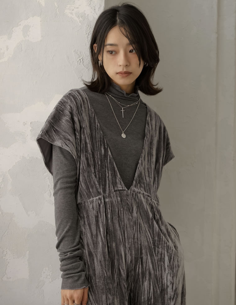 ベロアVネックオールインワン - オールインワン通販 | 人気レディース