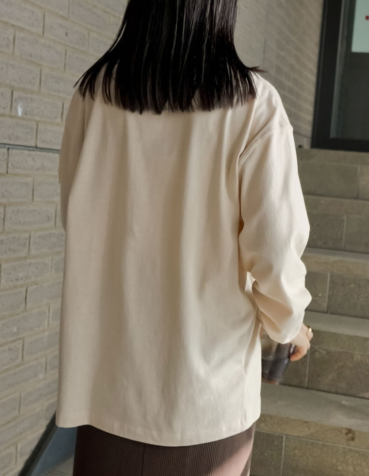 ユニセックスワンポイント刺繍長袖Tシャツ - トップス通販 | 人気