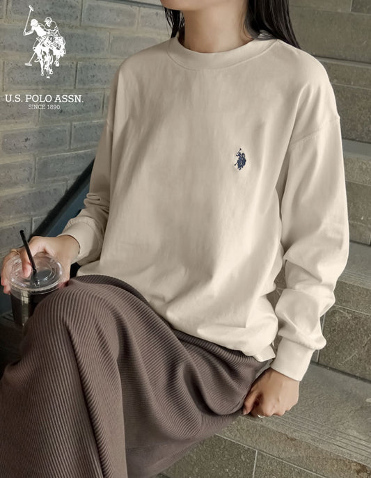 【限定TIME SALE 5%OFF ¥4,998⇒¥4,748】[U.S. POLO ASSN.][別注][大きいサイズ有]ユニセックスワンポイント刺繍長袖Tシャツ トップス 人気レディースファッション通販 リエディ