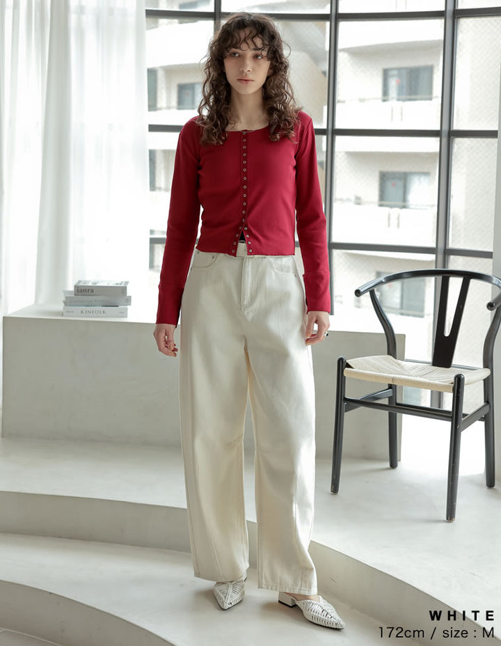 【TIME SALE 25%OFF ¥4,998⇒¥3,748】[楽な穿き心地で体型カバー][2025 SUMMER COLLECTION][低身長/高身長サイズ有][全骨格細見え]ウォッシュ加工コットンツイルバレルレッグパンツ パンツ 人気レディースファッション通販 リエディ