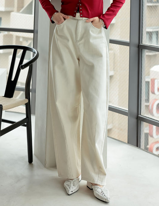 《今だけ！2BUY15%OFFクーポン対象》[2025 SUMMER COLLECTION][低身長/高身長サイズ有][全骨格細見え]ウォッシュ加工コットンツイルバレルレッグパンツ