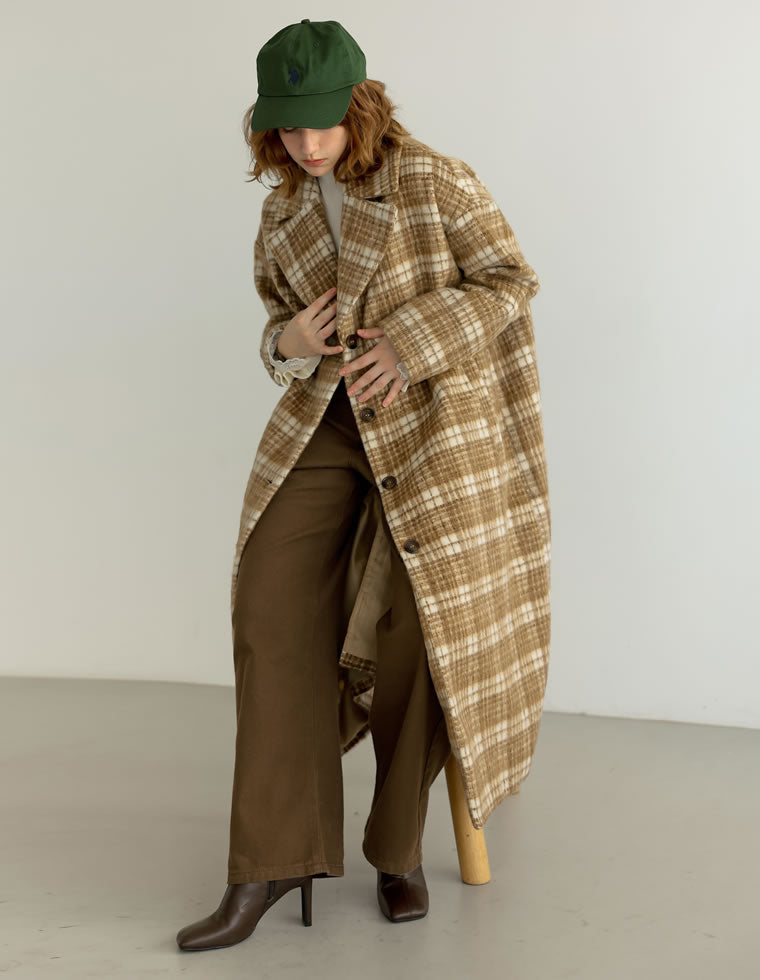 起毛チェック柄ロングチェスタ - ジャケット/アウター通販 | 人気