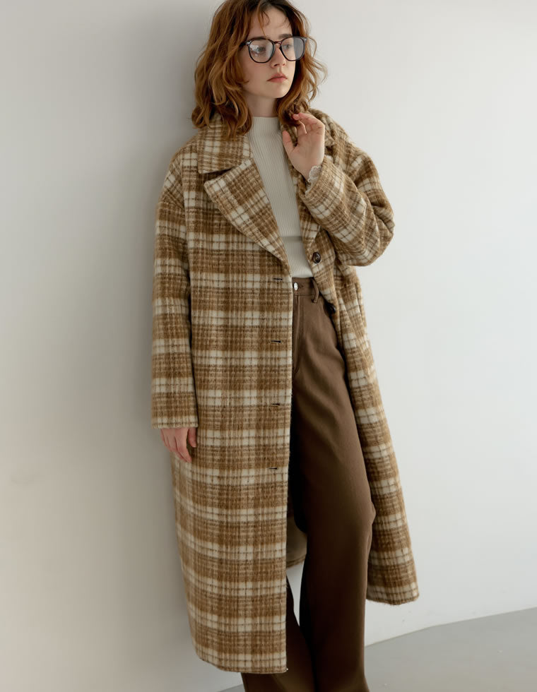 起毛チェック柄ロングチェスタ - ジャケット/アウター通販 | 人気