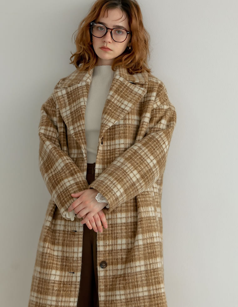 起毛チェック柄ロングチェスタ - ジャケット/アウター通販 | 人気