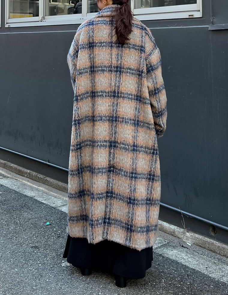 起毛チェック柄ロングチェスタ - ジャケット/アウター通販 | 人気
