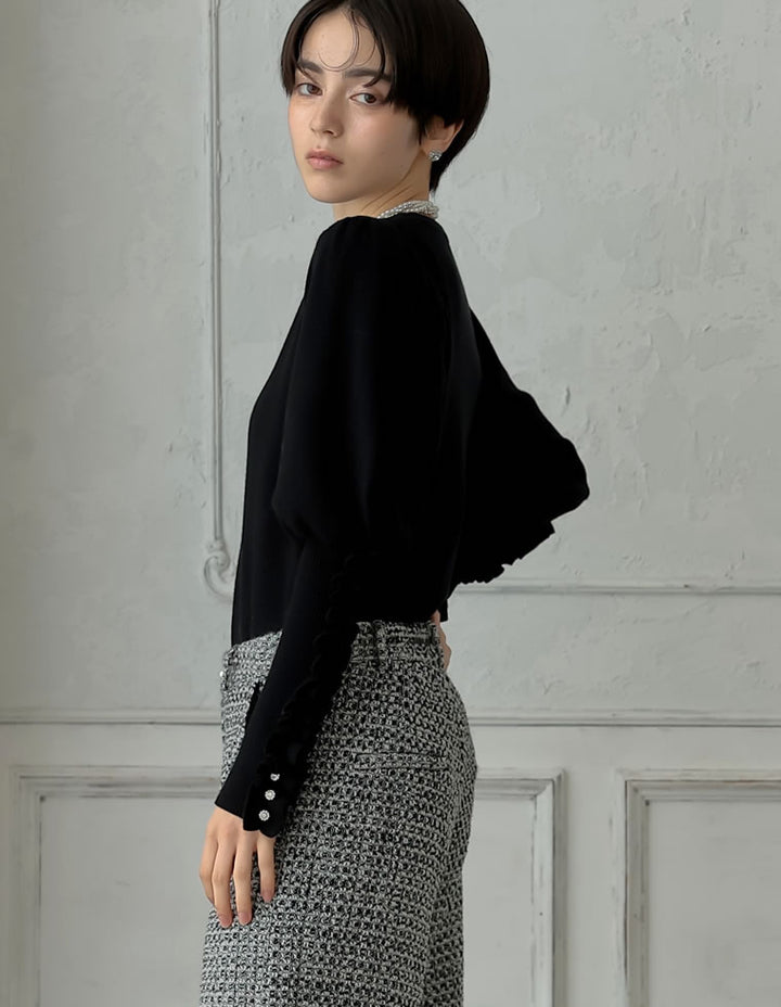 [MEISM by Re:EDIT][2025AW COLLECTION]ビジュー×フリルスリーブニットトップス トップス 人気レディースファッション通販 リエディ