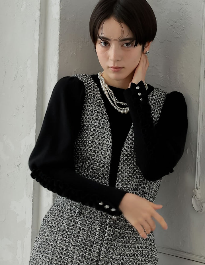 [MEISM by Re:EDIT][2025AW COLLECTION]ビジュー×フリルスリーブニットトップス トップス 人気レディースファッション通販 リエディ