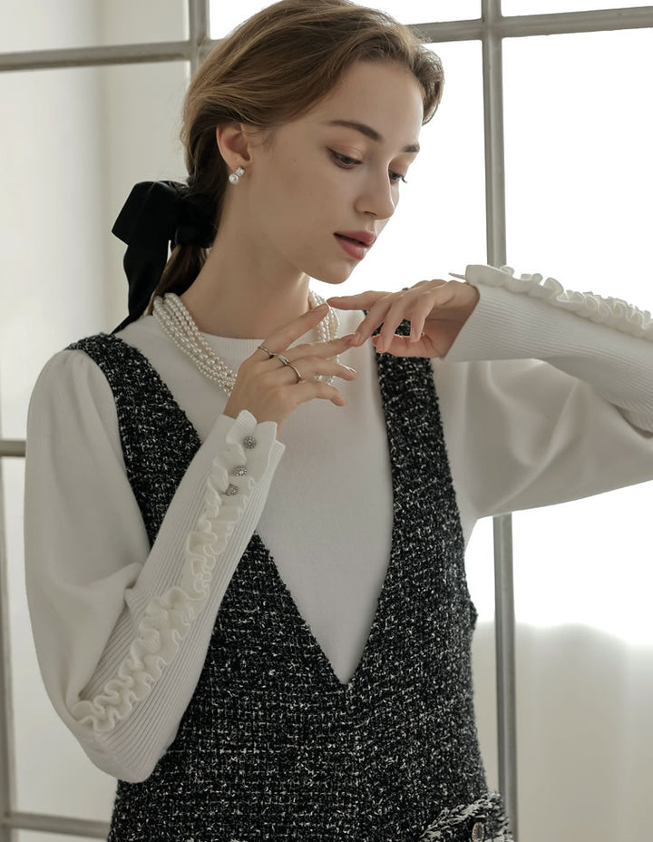 [MEISM by Re:EDIT][2025AW COLLECTION]ビジュー×フリルスリーブニットトップス トップス 人気レディースファッション通販 リエディ