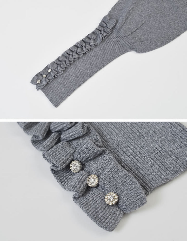 [MEISM by Re:EDIT][2025AW COLLECTION]ビジュー×フリルスリーブニットトップス トップス 人気レディースファッション通販 リエディ