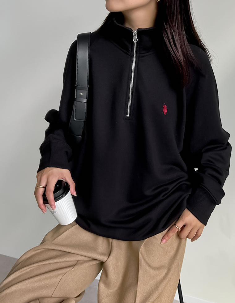 ワンポイント刺繍ハーフジップスウェット - トップス通販 | 人気