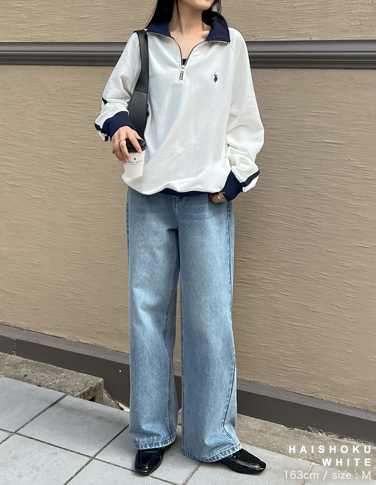 ワンポイント刺繍ハーフジップスウェット - トップス通販 | 人気