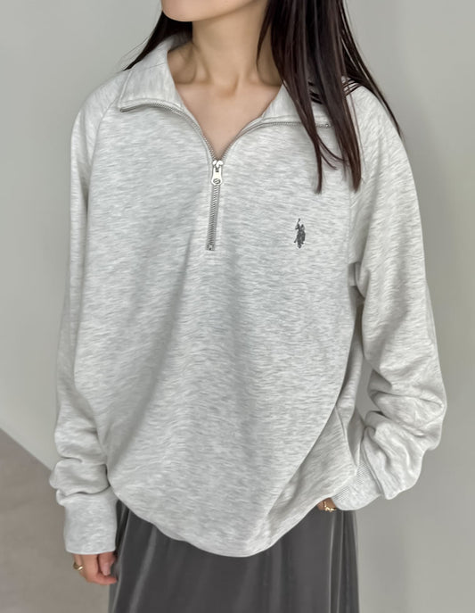【限定TIME SALE 5%OFF ¥6,298⇒¥5,983】[U.S. POLO ASSN.][別注]ワンポイント刺繍ハーフジップスウェットプルオーバー トップス 人気レディースファッション通販 リエディ