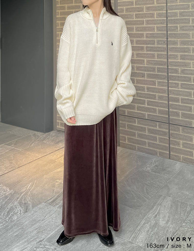 ワンポイント刺繍ハーフジップニット - トップス通販 | 人気