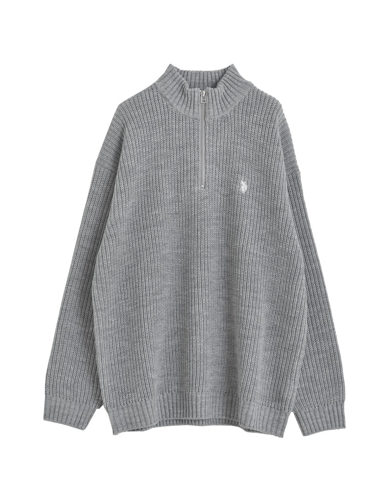 TTT_MSW Kasuri Knit polo ハーフジップ ニット 刺繍 KNIT | TTTMSW TTT_MSW Kasuri Knit polo ハーフジップ ニット