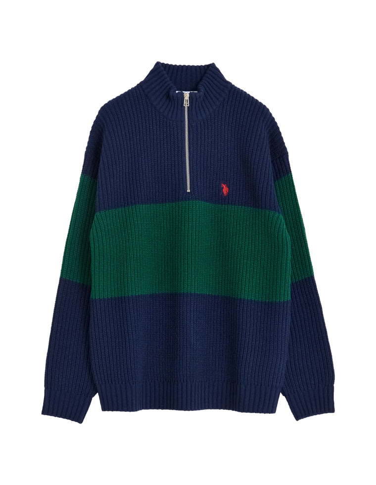 TTT_MSW Kasuri Knit polo ハーフジップ ニット 刺繍 KNIT | TTTMSW TTT_MSW Kasuri Knit polo ハーフジップ ニット