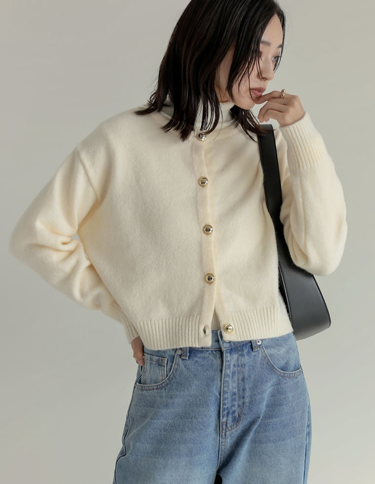 Rirandture 金釦ニットカーディガン ポリニット金釦ポケ付きカーディガン | natural couture